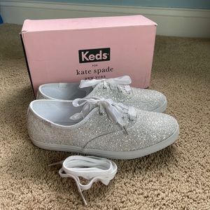 Kate Spade x Keds Women’s Champion Glitter Sneaker | 8.5 Wide | White